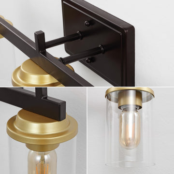 Liam 23.25" 3-Light Farmhouse Industrial Vanity Light with Bathroom Hardware Accessory Set - JONATHAN Y